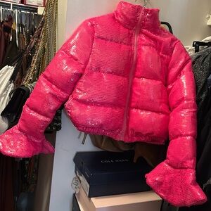 Size small hot pink sequin jacket with pockets